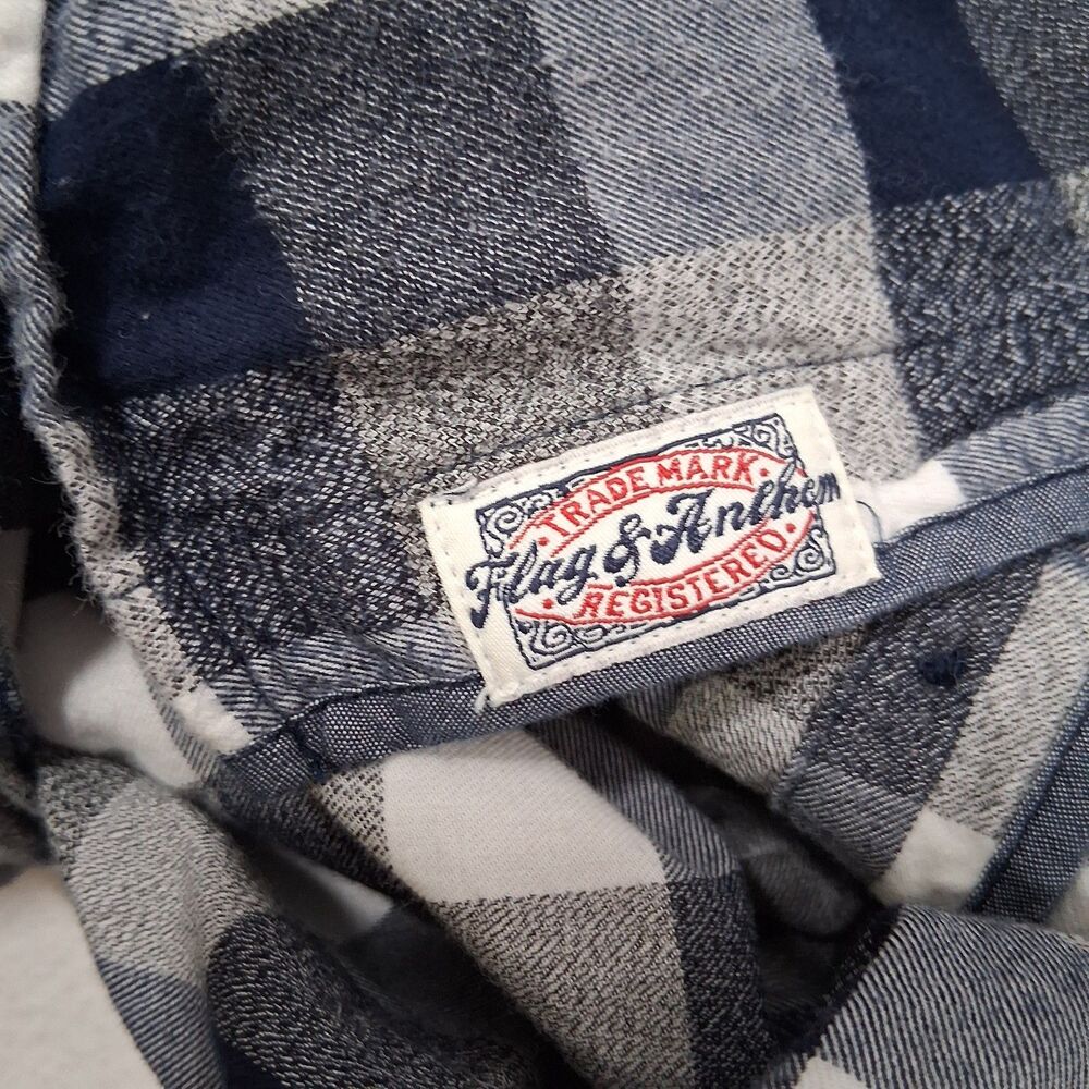 Flag & Anthem Men's XL Long Sleeve Button Up Shirt Blue & Gray Plaid Casual - Picture 6 of 8